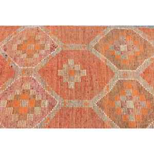 Alfombra Turca Vintage, Alfombra Herki de 2.9x11.4 pies, Alfombra Naranja con Diseño a Cuadros - Product Image 5