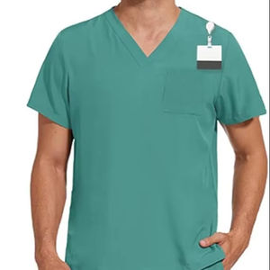 Combinaison de gommage tendance pour hommes avec ceinture flexible et tissu infroissable assurant le confort pendant les tâches médicales - Product Image 1