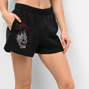 Custom Black <b>Girls</b> Sweat <b>Shorts</b> Ultimate Comfort Rhinestone Sweat <b>Shorts</b> Designer Style Rhinestone Sweat <b>Shorts</b> - Product Image 4