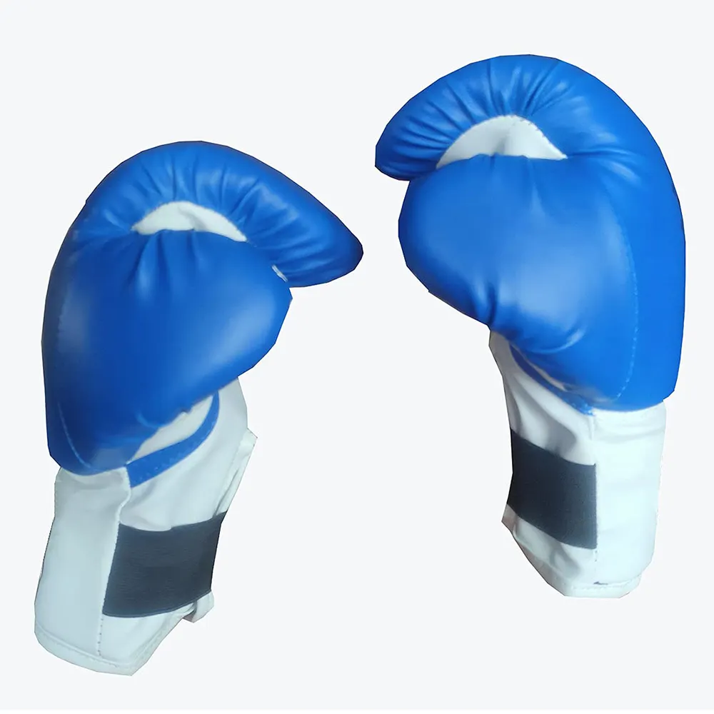 MMA Boxing Gloves Sports Wear In Blue Color With Leather Padded Design Fighting Gloves For Training