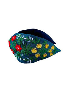 Nouveau bandeau fait main à nœuds brodés de fleurs en perles, accessoire capillaire en tissu multicolore avec personnalisation - Product Image 5