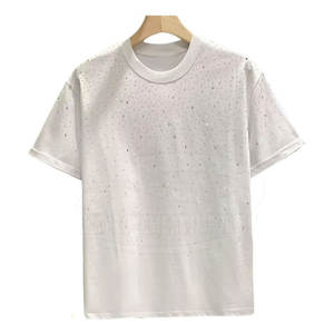 Camiseta transpirable personalizada con diamantes de imitación para hombre, nueva llegada, MOQ bajo, camisetas con diamantes de imitación para hombre - Product Image 1