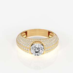 Anillo de Oro de 14k para Hombre con Diamante Moissanite de Corte Portugués, Elegante y Lujoso - Product Image 1