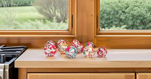 Ornate Red Floral <b>Ceramic</b> <b>Knobs</b> Hand Painted Pulls for Cabinets & Cupboards for Bedroom Bathroom Living Room - Product Image 6