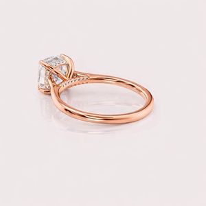 IGI Certified Cushion Cut Lab Grown Diamond Engagement <b>Ring</b> 9K Yellow / White & Rose Gold Solitaire Diamond <b>Ring</b> for Women - Product Image 4