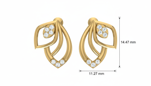 Pendientes Elegantes para Mujer con Diseño 'Flame', en Oro de 14K y Diamante Natural de Corte Brillante Redondo, Chapados en Rodio, Certificados por IGI - Product Image 2