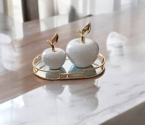 Plateau miroir en métal en fer fait main belle qualité plateau de service et de cadeau de forme ovale pour parfum Cupcake et tige de décoration - Product Image 2