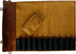 Bolsa de almacenamiento de rollo de cuchillo de cuero, bolsa de rollo de cuchillo de chef de cuero, juego de rollo de cuchillo de cuero de búfalo genuino cuchillo de chef a la venta - Product Image 2