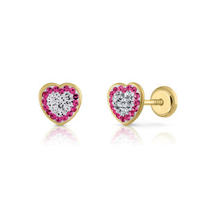 Pendientes Oro Corazón con Cristales - Product Image 1