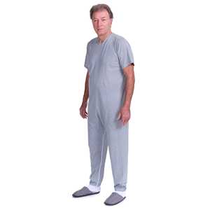 Pyjamas Gerontologiques en Coton et Polyester à Manches Courtes avec Fermetures Éclair Intérieures aux Jambes, Alèses Jetables - 9008/4 - Product Image 2