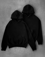 Sweat à capuche streetwear de haute qualité en molleton épais 300 GSM noir uni pour homme