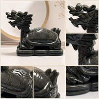 Vente en gros de tortue dragon en jade Xiuyan, cristal naturel, ornement spirituel sculpté, pièce décorative polie artisanale