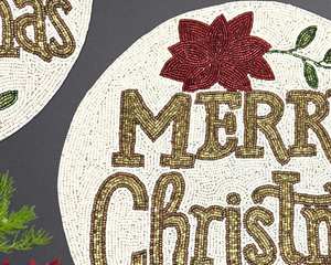 Mantel Individual con cuentas, cargador redondo hecho a mano para comedor de lujo y decoración de vacaciones, pieza única hecha a mano con cuentas, mantel, inauguración de la casa - Product Image 4