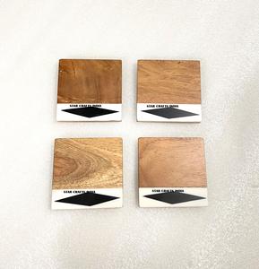 ขนาดและรูปทรงสำหรับถ้วยแก้วและแผ่นรองแก้วทำจากไม้และยางเรซินที่กำหนดได้สี่ชุด - Product Image 5