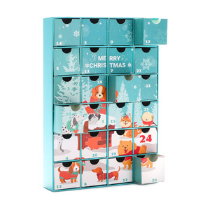 Emballage de noël imprimé réutilisable 24 jours pour filles, boîte de <span class=keywords><strong>calendrier</strong></span> de l'<span class=keywords><strong>avent</strong></span> de friandises pour chiens - Product Image 1