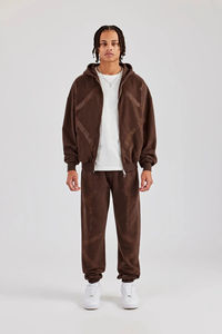 Survêtements en molleton 100% coton de haute qualité personnalisés pour hommes, sweat à capuche zippé sport, pantalon de jogging, ensemble deux pièces pour l'hiver - Product Image 5