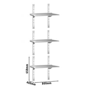 ชั้นวางของติดผนังสแตนเลสเกรดพรีเมียม - 800x400 มม. - 3 ชั้น - Product Image 2