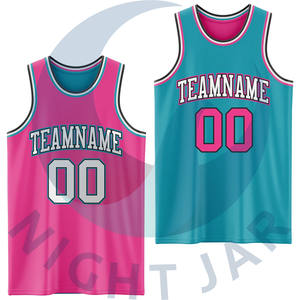 Personalizado Reversible Verde Azulado Rosa-Blanco Sublimación de Doble Cara Traje de Baloncesto Jersey - Product Image 1