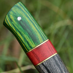 Couteau de poche à lame pleine personnalisé en gros |   Lame en acier Damas durable avec étui en cuir et manche en bois - Product Image 3