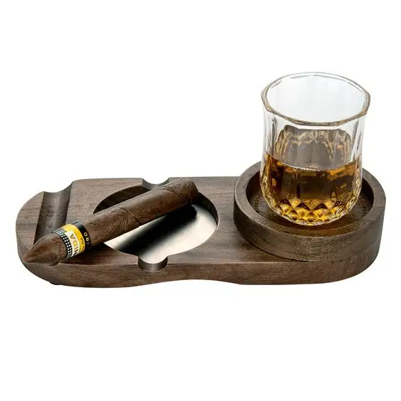 High Standard Ash tray Real Acacia Customized Eco Friendly Royal Bar Hotel Cigarette Ashtray For Table Decoration Great Style