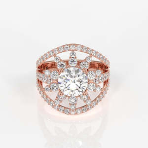 Round Cut Moissanite Diamond <b>Cocktail</b> <b>Ring</b> with 14K <b>Gold</b> Elegant and Luxurious Jewelry Accessory - Product Image 6