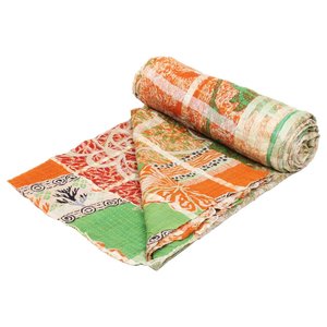 <b>Kantha</b> <b>Quilt</b> Gudari GD010 <b>Kantha</b> <b>Quilt</b> Gudari Indian Reversible Hand Stitched Heavy Throw Old Sari Blanket Patch Work Heavy - Product Image 5