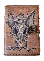 Créature démoniaque imprimé livre blanc des ombres 100% Journal en cuir véritable Vintage à la main couverture rigide Deckle Art papier cahier