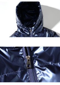 Unisex Hooded Heavy Designer Puff <b>Padded</b> <b>Coat</b> Custom Men's Shiny Fleece Puffer Jacket for Winter Oversized Men's Down Bubble - Product Image 6