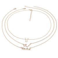Vente flash Mode 3 pièces Symbole Ciel étoilé Lettre anglaise Argent Or 12 Bijoux du zodiaque Ensemble de colliers pour femme avec papier