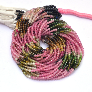 AAA + Multi turmalina piedra preciosa 2mm-3mm Micro facetado Rondelle cuentas turmalina Natural semipreciosas cuentas de piedras preciosas para joyería - Product Image 3