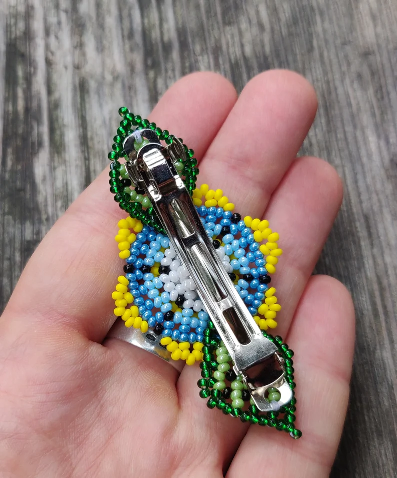 Flower barrette, hair barrette, Beaded barrette, Mexican  display picture 1