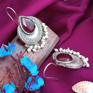 Mayorista DE LA India Fabricante de joyas Cristal bohemio oxidado Perla de imitación Gancho de gota Pendientes DE BODA Joyería de moda para mujeres - Product Image 5