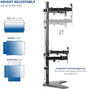 Soporte de escritorio para monitor con seis brazos para pantallas LED LCD con ajustes de altura de articulación y sistema de organización de cables - Product Image 3