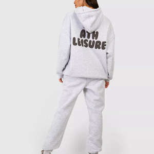 Ensemble de survêtements en velours automne hiver pour femmes personnalisées 100% coton sérigraphié survêtement lourd nouveau style de survêtements en velours - Product Image 2