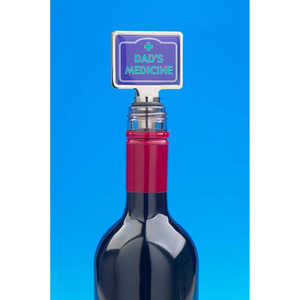 Tapón de Botella de Vino Reutilizable de Acero Inoxidable y Madera con Sellado al Vacío, Accesorios para Bar, Diseño 'Dad's Medicine' - Product Image 1