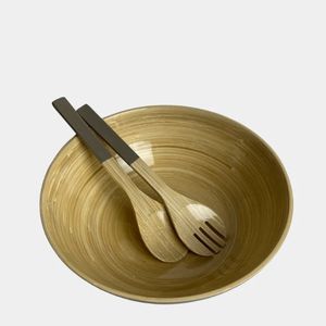 Ensaladera de bambú hilado de alta calidad hecha a mano con cuchara de varios colores para utensilios de cocina al por mayor de Vietnam - Product Image 4
