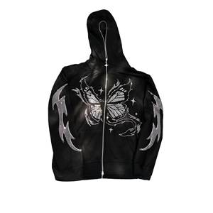 Best Quality 100% Cotton Fleece Custom Full <b>Zip</b> Us Hoodies Embroidery Puff Printing Solid Black <b>Zip</b> up Hoodie - Product Image 6
