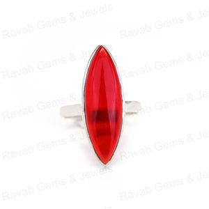 แหวน925สีเงินสเตอร์ลิง9x30มม. สีแดงโกเมนไฮโดรคลอโบชองแหวนรูปทรงมาคีชสำหรับผู้หญิงเครื่องประดับสวมใส่ทุกวัน - Product Image 2