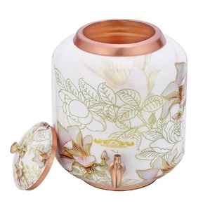 Vente flash Matka en cuivre héritage émaillé 16 LTR, Jarre à eau en cuivre antique avec émail, Pot en cuivre émaillé classique - Product Image 1