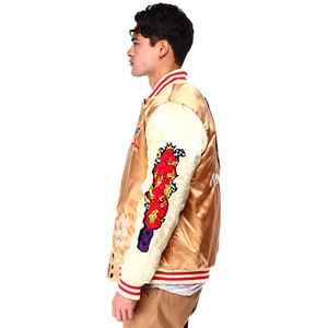 Veste universitaire en satin sur mesure de qualité supérieure pour hommes, avec tissu à l'éclat soyeux, broderie de haute qualité et look urbain élégant - Product Image 6