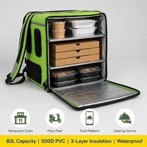 <span class=keywords><strong>Sac</strong></span> à <span class=keywords><strong>dos</strong></span> isotherme pour livraison de repas 80L, <span class=keywords><strong>sac</strong></span> isotherme imperméable en PVC 500D avec bandes réfléchissantes pour flotte de coursiers - Product Image 6