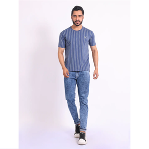 Top vente 100% coton hommes T-Shirt mode imprimé avec coupe régulière col extensible demi manches quotidien décontracté confort - Product Image 1