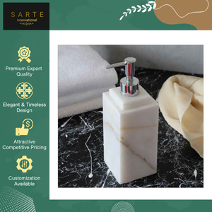 Dispensador de jabón de manos manual de mármol de alta calidad de suministro al por mayor con diseño moderno para uso en el baño - Product Image 4