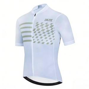 Maillot de cyclisme personnalisé à manches courtes, imprimé, respirant, séchage rapide, anti-humidité, coupe ajustée, pour vélo de route, vente en gros OEM - Product Image 1