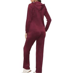 2026 Women Clothing Custom Premium Hooded Rhinestone Regular Fit Two Piece <b>Velour</b> Drawstring Tracksuit Set Plus Size - Product Image 2