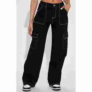 Pantalones Vaqueros de Mezclilla para Mujer al por Mayor, Pantalones Vaqueros Rotos a la Moda con Bolsillos Laterales, Pantalones Cargo Transpirables, Pantalones de Talla Grande para Mujer - Product Image 5