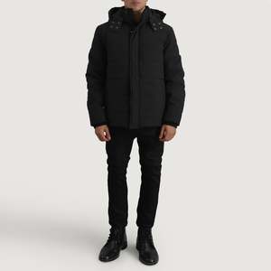 Chaqueta Acolchada con Capucha Negra de Estilo Casual Impermeable Exton - Product Image 4