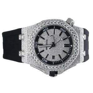 Reloj de Lujo para Hombre con Moissanita, Personalizado, Resistente al Agua, de Cuarzo, con Calendario, Correa de Cuero y Diamantes, al por Mayor - Product Image 6