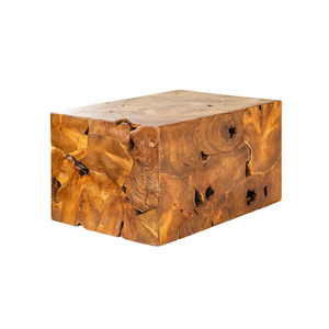 Mesa de centro escultórica de madera de teca con forma rectangular, tapa de cristal, raíces de árboles naturales hechas a mano para interiores modernos ecológicos - Product Image 1