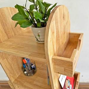 Modern 4-Tier Mobile Bookshelf KS68197 Rubberwood 50x35x120cm for Living Room Office Kids Room Bedroom - Product Image 6
